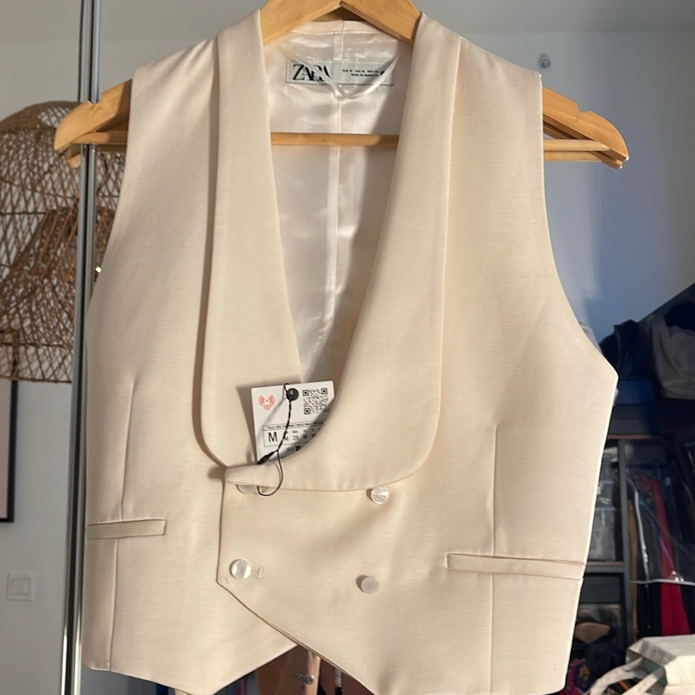 Zara tuxedo cream vest